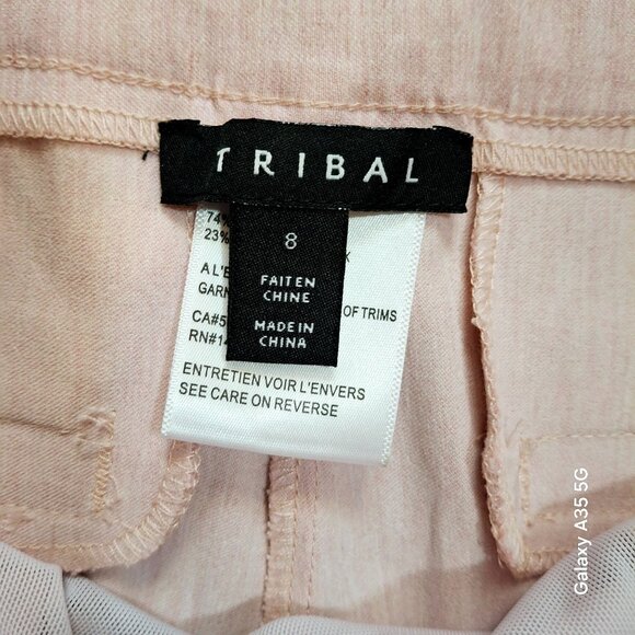 Tribal Womens Blush Pink Buttoned Hem Pants Size 8 Rayon/Nylon/Spandex Blend - Picture 4 of 8